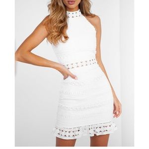Lady Black Tie Rivers Mini Dress in White, Size 4.